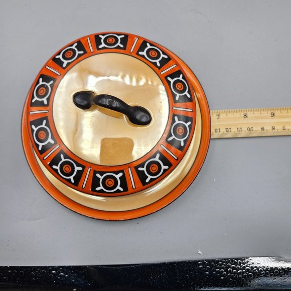 Art Deco-inspired peach lusterware covered butter dish by Morimura, - Picture 11 of 11